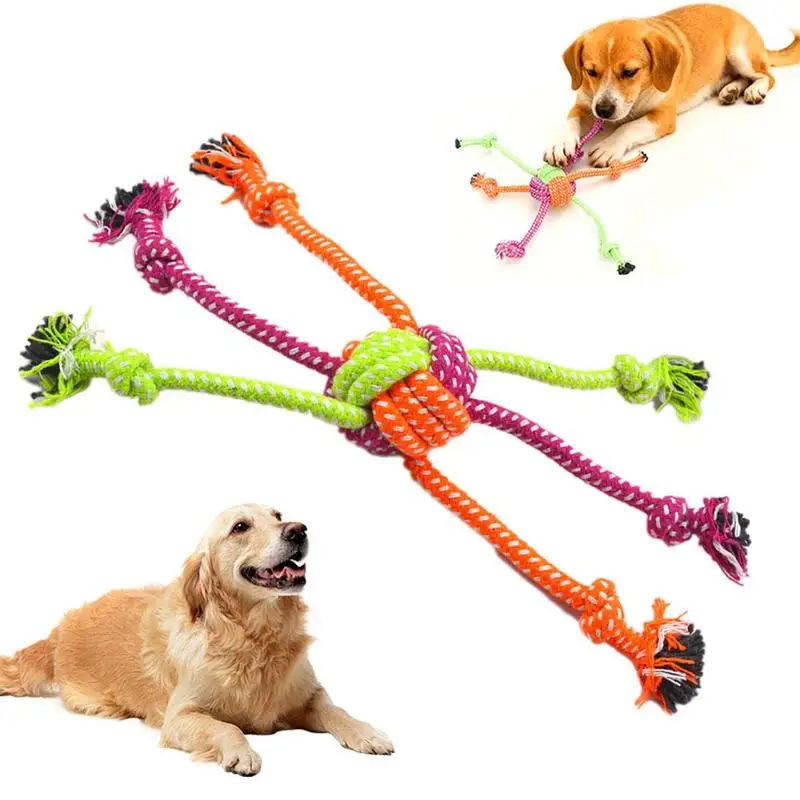Dog Rope Toy Aggressive Chewers - Duurzaam hondenkauwspeeltje van katoenen touw, knoopbal